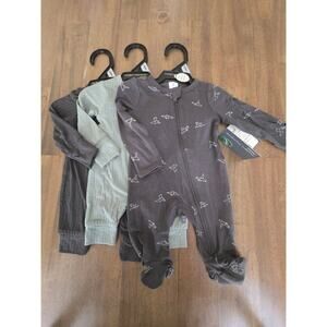 Modern Moments by Gerber Baby Neutral Viscose Long Sleeve Coveralls Lot of 3